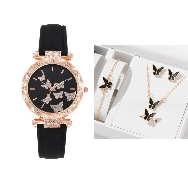 New Douyin popular women's watch, fashionable and personalized simple watch, butterfly digital belt watch wholesale