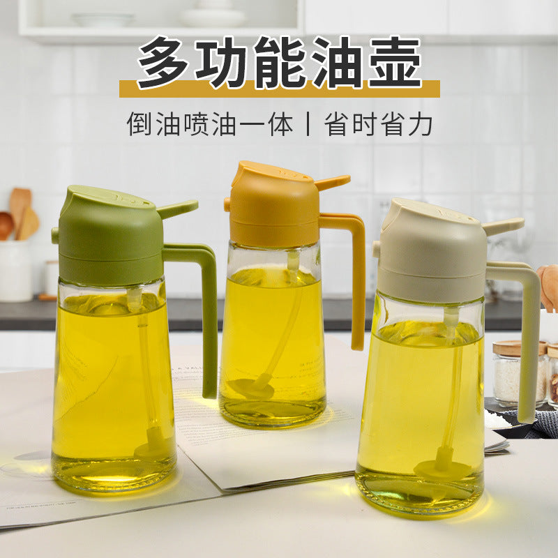 Multifunctional oil pot household kitchen supplies spray to two-in-one oil bottle large capacity press oil spray pot new wholesale