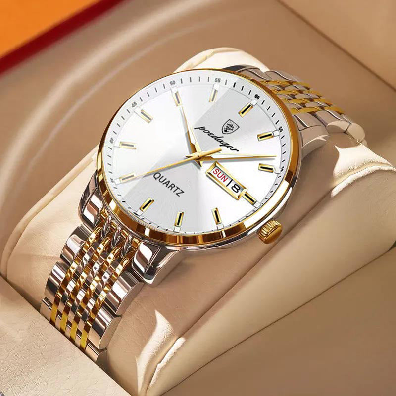 Swiss brand dual calendar men's watch waterproof luminous ultra-thin quartz watch live broadcast foreign trade hot model dropshipping
