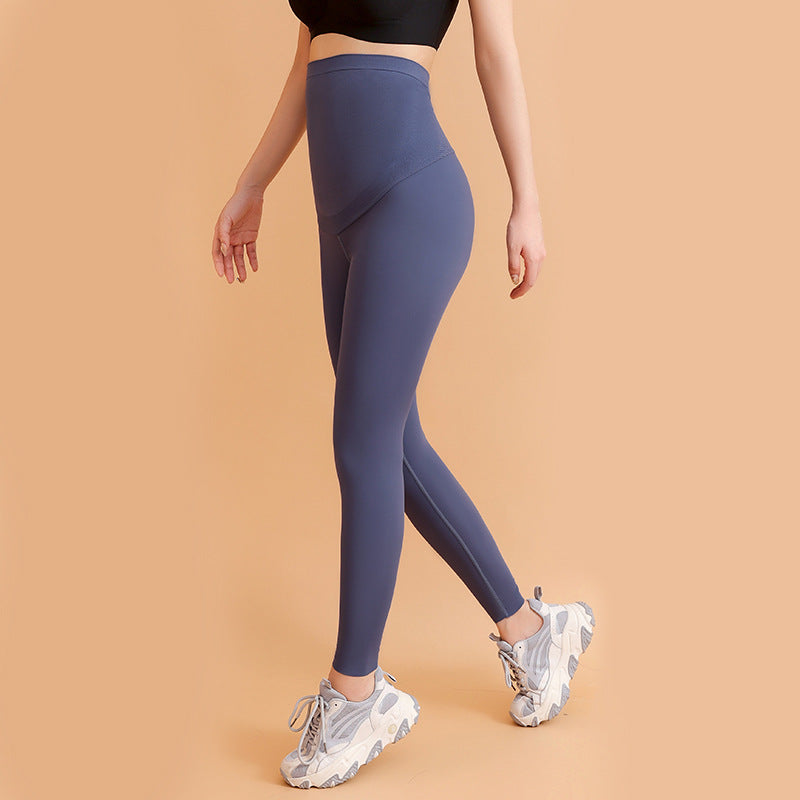 Maternity pants shark skin trousers early autumn outer wear sports high elastic hip lift belly support pregnancy mommy yoga leggings new