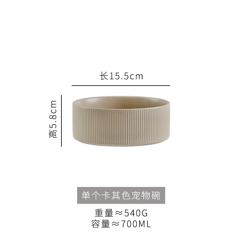 Ceramic pet bowl, simple cat and dog integrated wooden frame, double bowl, cat food bowl, anti-knock drinking bowl, cross-border wholesale