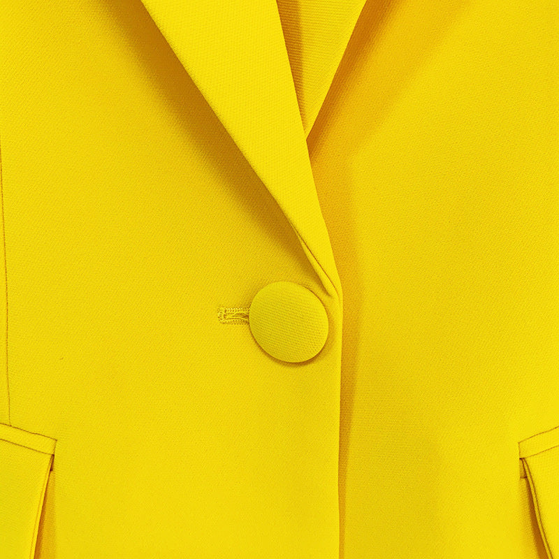 2021 European and American star professional wear fashion one button cloth button mid-length suit + flared pants two-piece suit