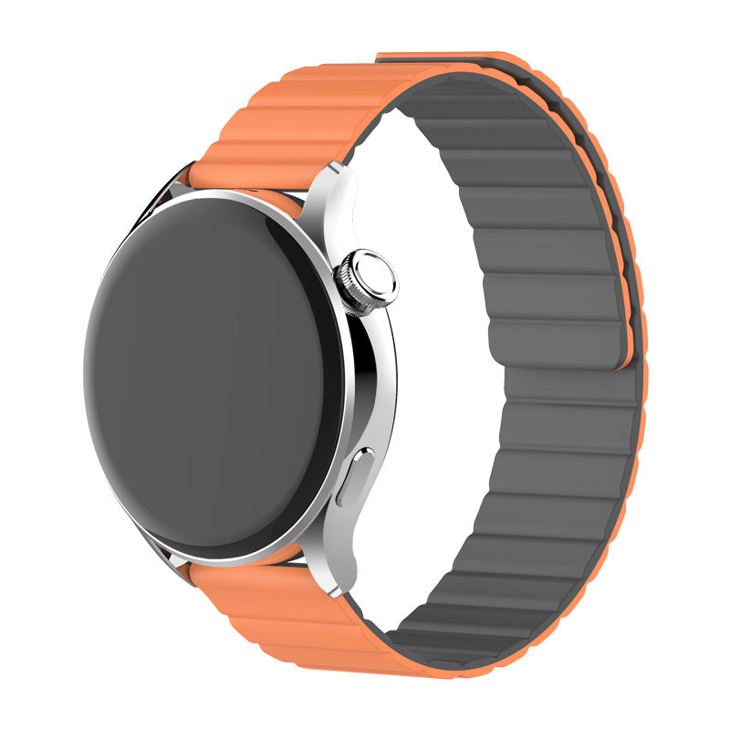 New model suitable for Huawei gt3gt4 two-color UV silicone magnetic watch strap Samsung watch4 smart watch strap 22mm