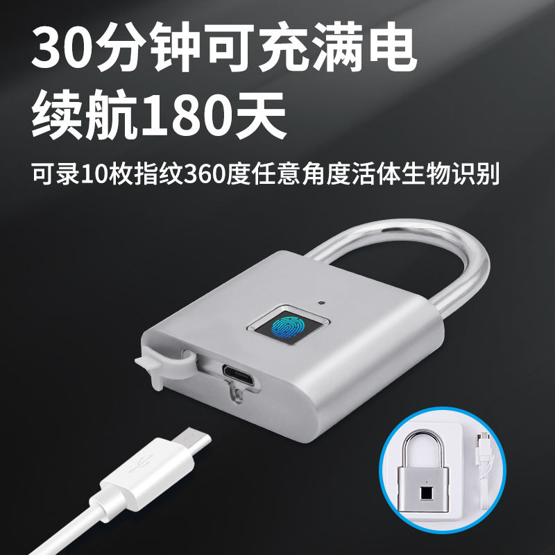 Fingerprint lock padlock small home waterproof password cabinet lock student dormitory large rainproof door anti-theft door lock