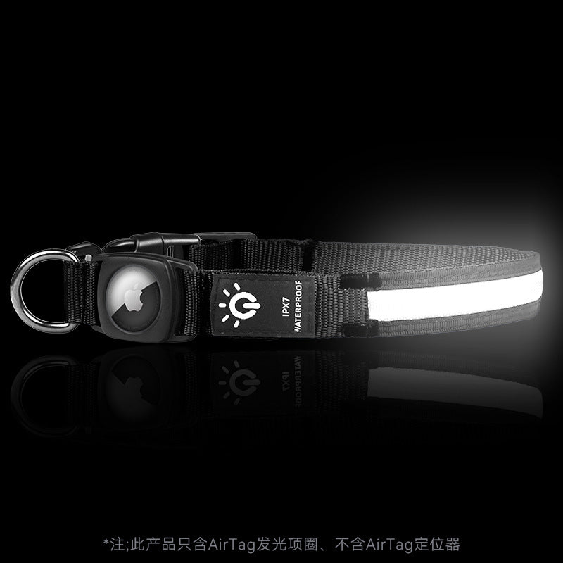 Hot selling airtag protective case positioning tracker case waterproof LED pet light-up collar protective case USB charging
