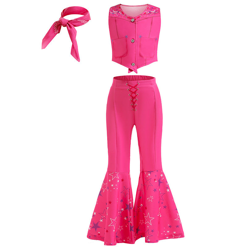 European and American new cosplay live-action Barbie movie matching set for girls stage performance slimming two-piece set