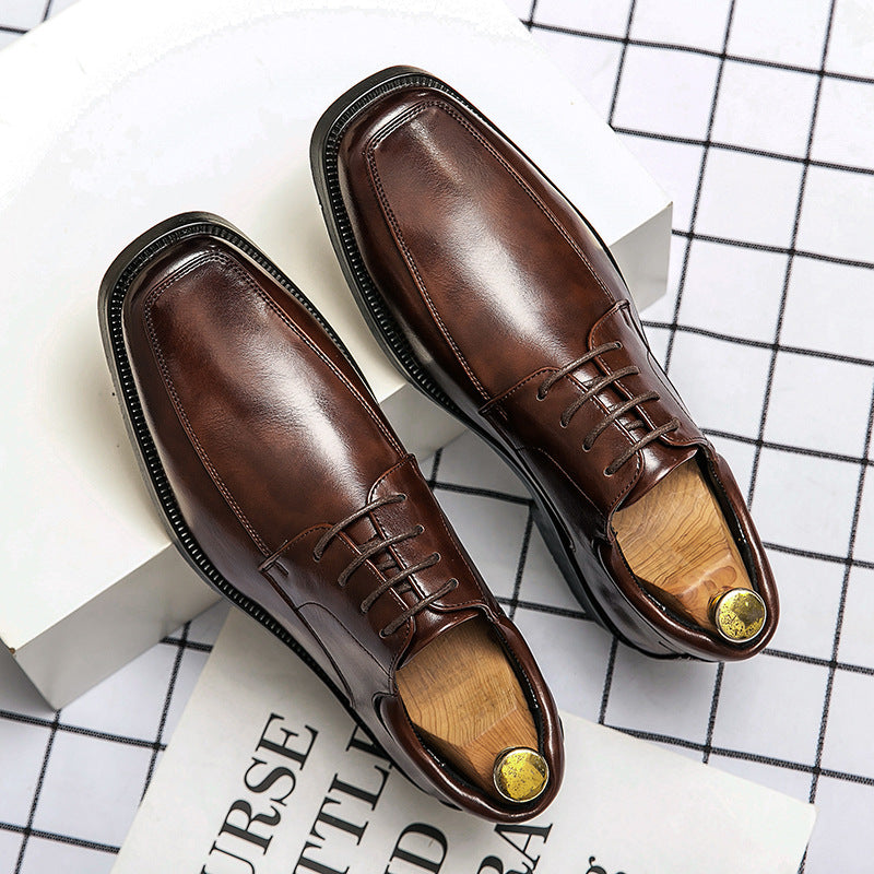 Square toe men's leather shoes cross-border large size 47 48 men's leather shoes business formal casual shoes British suit shoes