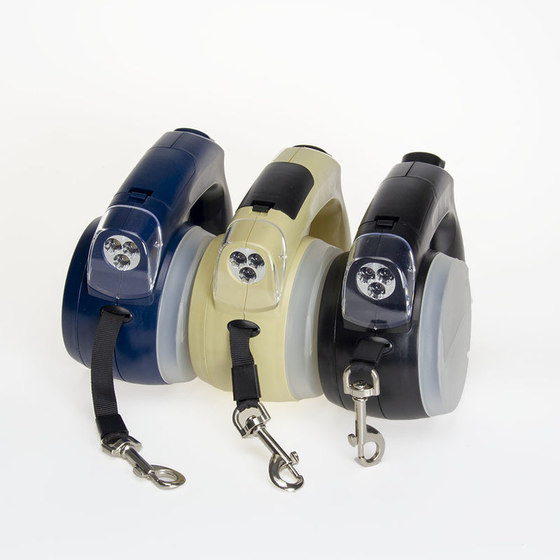 4 meters LED automatic retractable dog leash with water bowl dog food box and garbage bag pet tractor dog chain