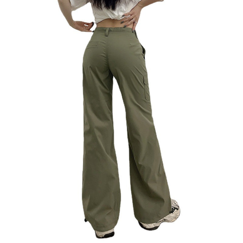 European and American style women's clothing 2022 spring fashion bow tie pocket overalls low waist slim casual leggings
