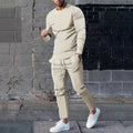 European goods foreign trade men's clothing suit spring and autumn style two-piece suit round neck long-sleeved T-shirt trousers suit men's autumn casual wear