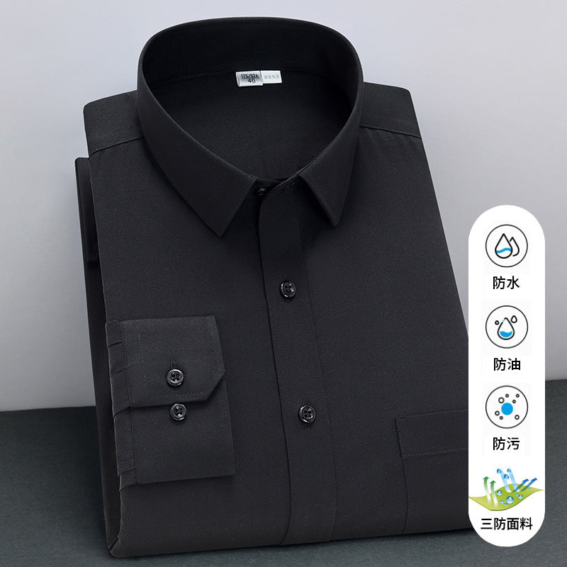 Golden Shield three-proof shirt men's long-sleeved non-iron elastic business formal work clothes pure white men's shirt wholesale