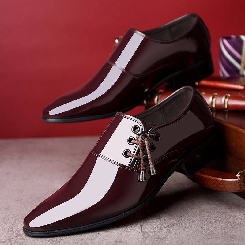 Men's leather shoes business formal shoes spring British Korean style casual bright paint leather shoes youth work trendy leather shoes