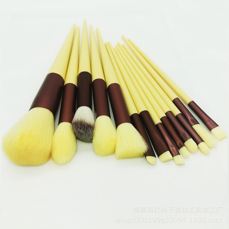 Beauty four seasons green makeup brush set bristles soft 13 blush eye shadow concealer foundation loose powder highlight brush