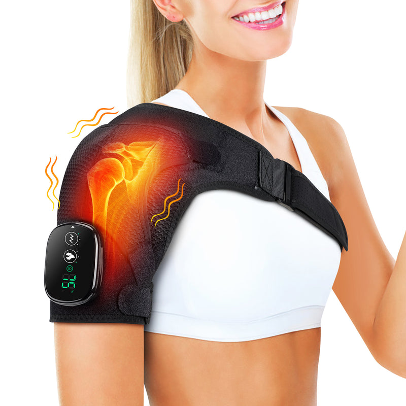 Cross-border new product electric massage shoulder pads 3-speed adjustable controller shoulder pads USB charging sports warm protective gear