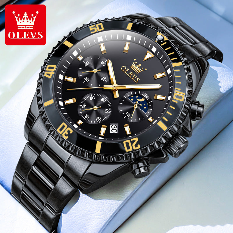 One piece drop shipping Oris brand watch hot selling multi-function chronograph three-eye quartz watch waterproof men's watch men's watch