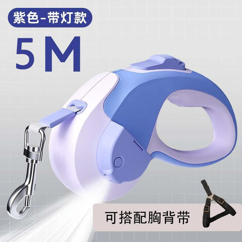 Dog retractable luminous automatic leash small and medium-sized dog walking rope dog chain Teddy outing pet supplies