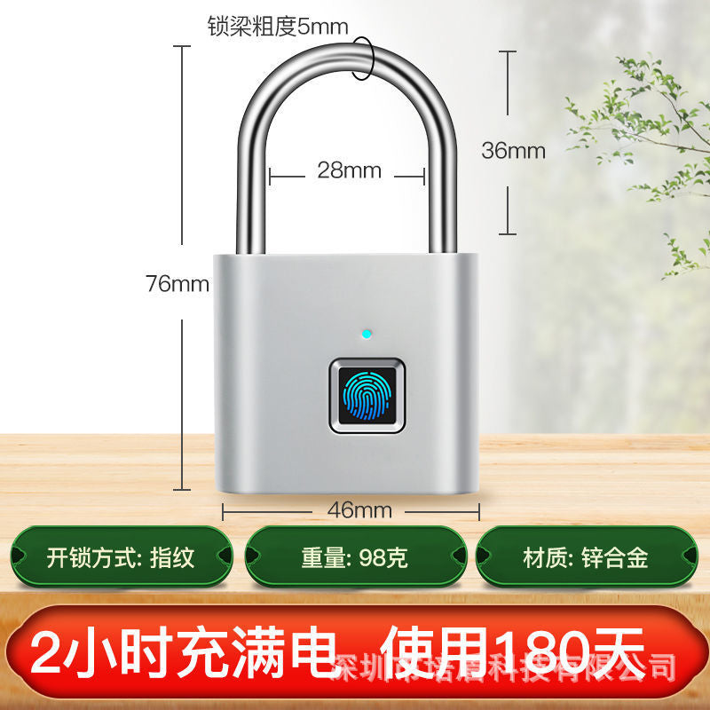 Fingerprint lock padlock small home waterproof password cabinet lock student dormitory large rainproof door anti-theft door lock