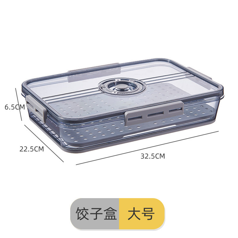 Refrigerator Storage Box Plastic Kitchen Organizer Timing Frozen Food Grade PET Sealed Large Capacity Transparent Storage Box