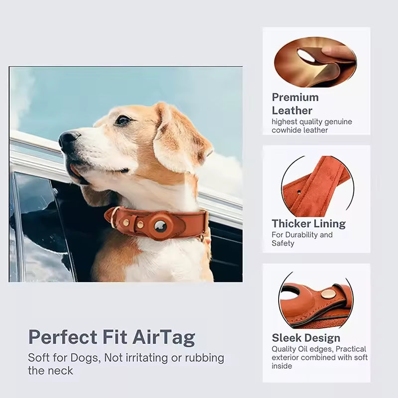 Cross-border pet dog special AirTag leather protective cover collar Apple positioning anti-lost collar wholesale