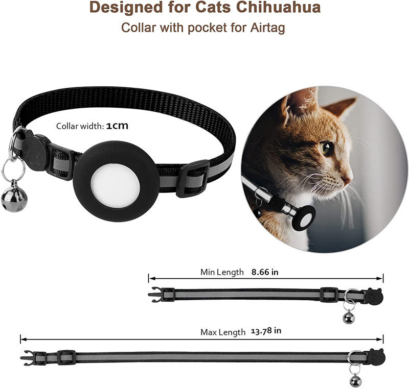 Suitable for Apple Airtag tracker protective case pet reflective belt bell fish bone pendant collar cat collar