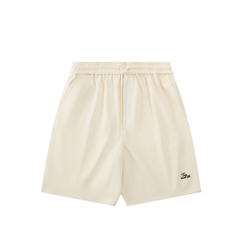 INF Men's Clothing | American Curved Slit Loose Shorts 2023 Summer New Arrival Letter Embroidery Personalized Quarter Pants Men