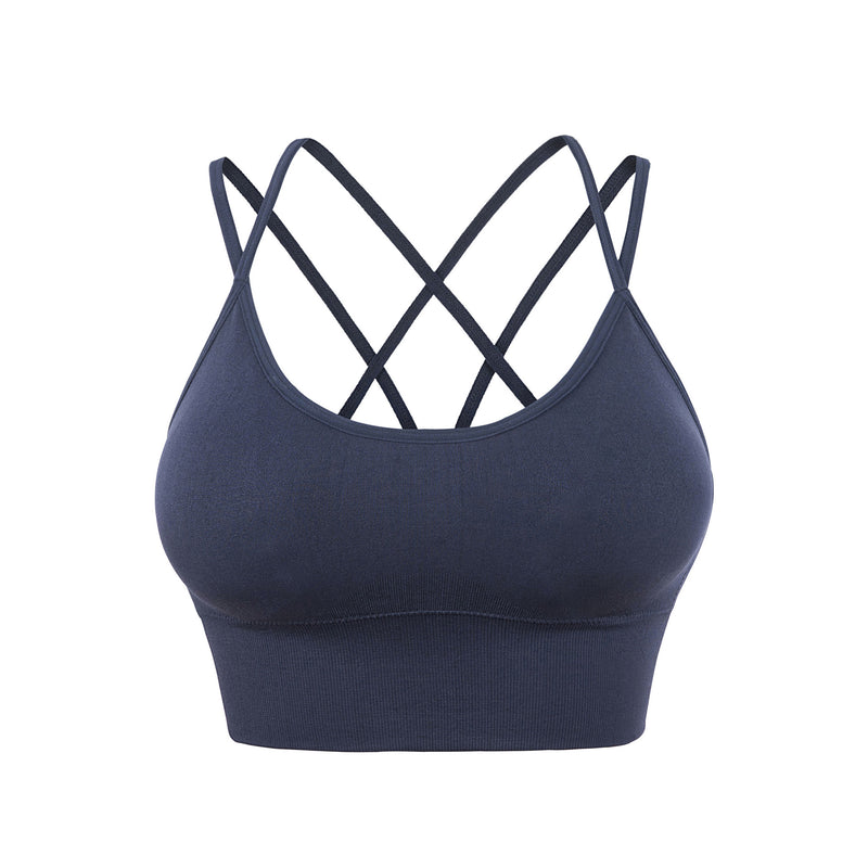 Thin strap cross back sports bra for women shock-proof quick-drying running yoga sports bra without rims large size bra