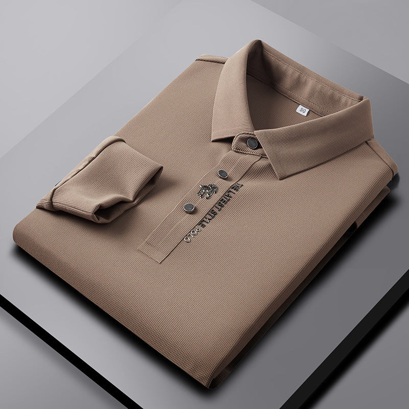 2023 new summer style men's young and middle-aged lapel seamless breathable fashionable short-sleeved T-shirt POLO shirt
