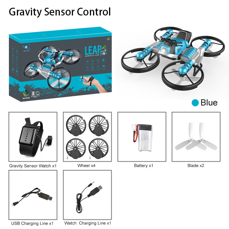 Land and air folding deformation motorcycle quadcopter gesture sensing aerial drone remote control aircraft toy