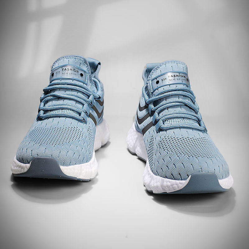 2023 cross-border running shoes men's soft sole men's and women's flying woven mesh sports shoes men's breathable popcorn sole men's shoes aliexpress