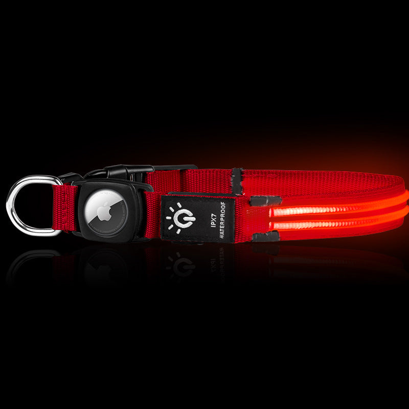 Hot selling airtag protective case positioning tracker case waterproof LED pet light-up collar protective case USB charging