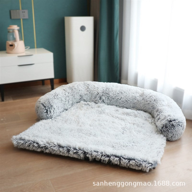 Plush dog kennel cat kennel pet sofa bed large medium and small kennel sofa cushion dog bed kennel plush blanket
