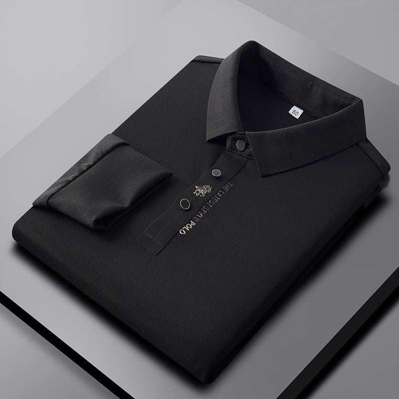 2023 new summer style men's young and middle-aged lapel seamless breathable fashionable short-sleeved T-shirt POLO shirt